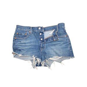 Levis 501 Big E LVC Jean Shorts Distressed Denim Cut Offs High Rise DIY Size 28